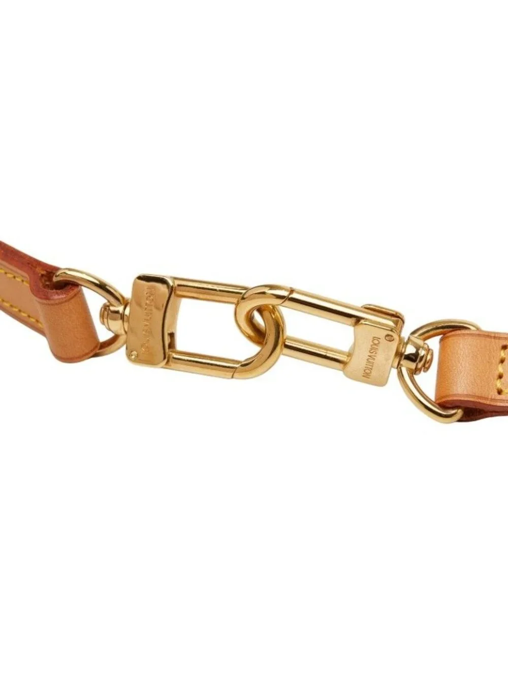 Louis Vuitton Shoulder Strap Beige Gold Leather Plated